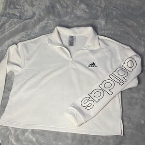 Adidas White Zip Pullover with Black Logo